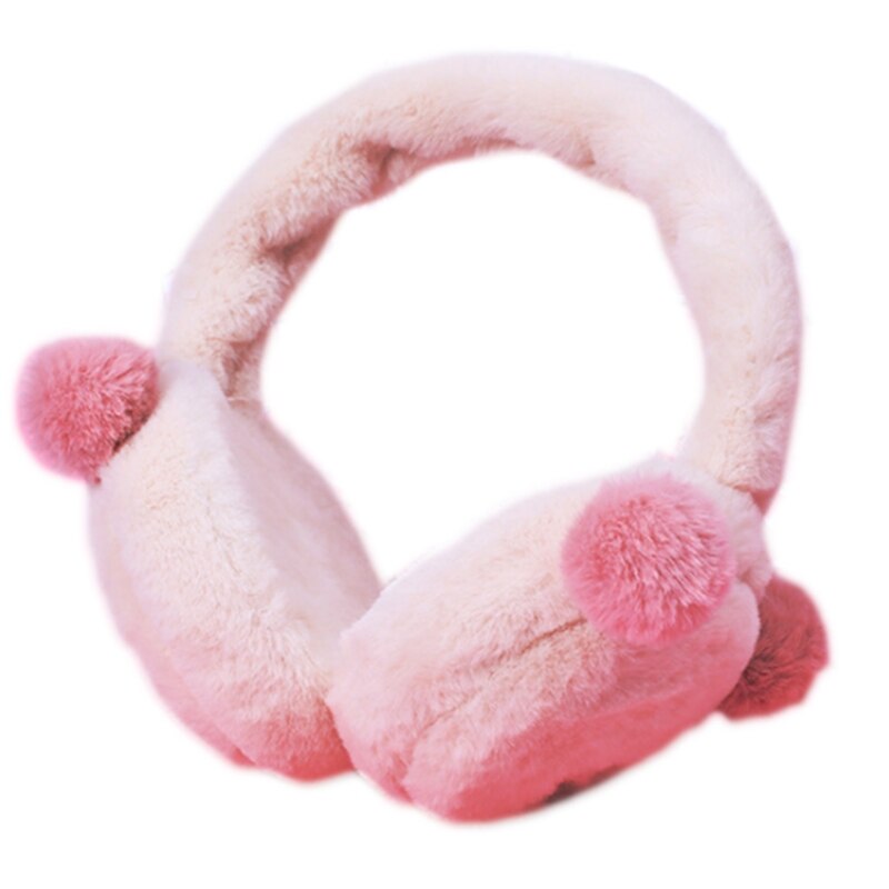Pom Poms Ear Warm Rabbit Ear Earmuffs Headband Soft Fluffy Earcap Cute Earmuffs LX9E: Hair ball beige