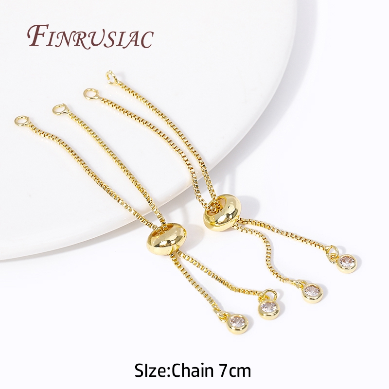 Componente de pulsera de cadena de caja chapada en oro de 18 quilates con cuentas de inserción de silicona para collar DIY, accesorios para hacer joyas al por mayor: S / Blanco