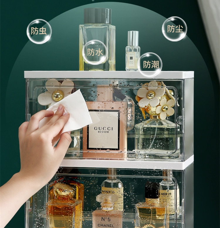 Caja de almacenamiento de perfumes acrílica transparente de gran capacidad, estante de joyería, caja de almacenamiento de maquillaje a prueba de polvo, armario de exhibición de esmalte Aail de juguete