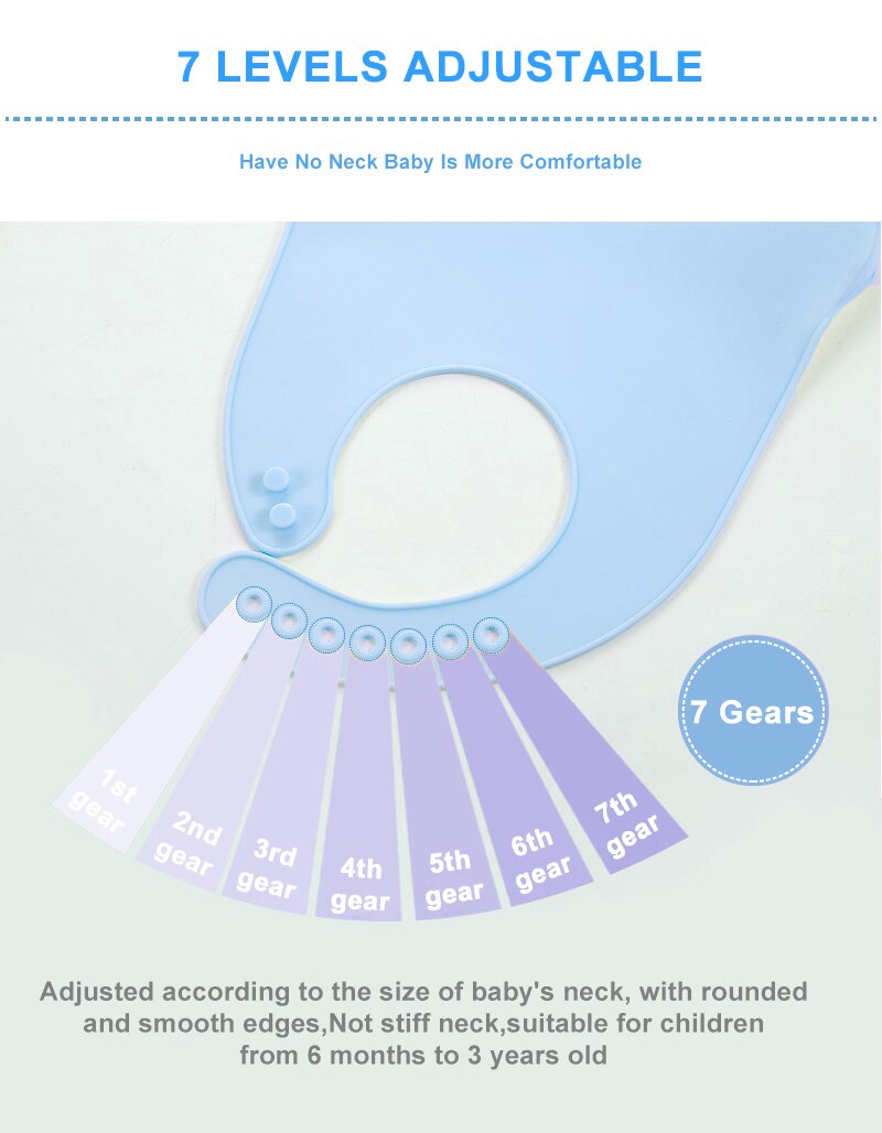 Babador impermeável do silicone do bebê da cor sólida com o avental de toalha da saliva do feijão dos bolsos projetado com o coletor largo profundo das migalhas