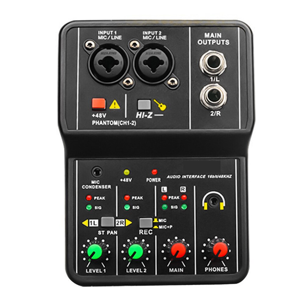 Audio Mixer 2 Kanalen Sound Mixing Console Usb Record Computer Afspelen Computer Record Bluetooth Mini Audio Mixer Muziek Opnemen