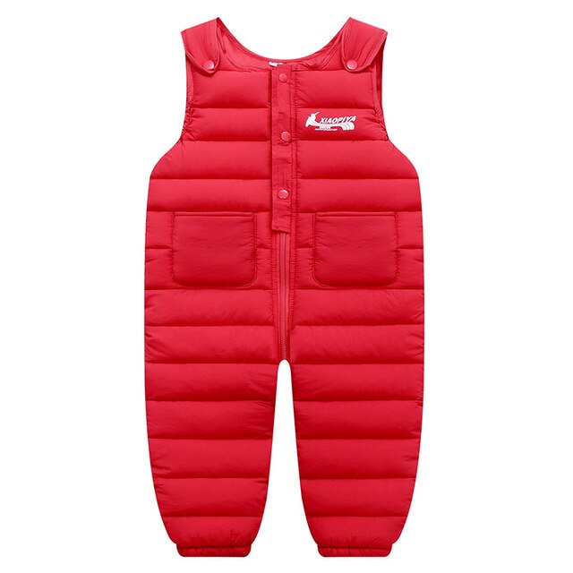 Monos de algodón con relleno para bebés, pantalones cálidos para bebés de 1-5 años, pantalones jumper para niños pequeños, prendas de vestir: red / 2T