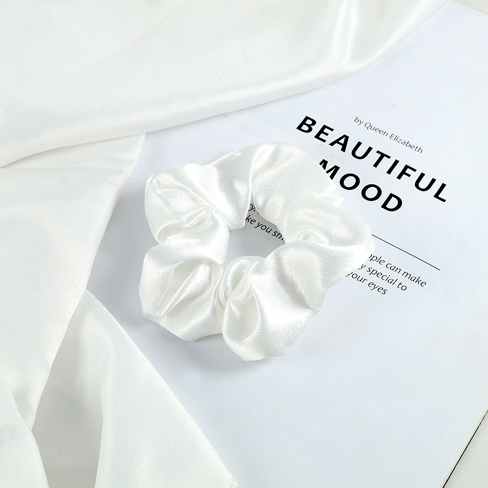 5 unids/lote Boo-tiful Scrunchies de satén de seda banda para el cabello de goma elástica grande coleta para mujer y niña accesorios para lazos para el cabello al por mayor