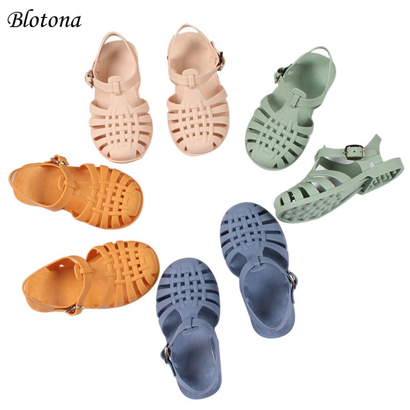 Blotona-Sandalias planas de para niños y niñas, zapatos de verano de Color sólido para caminar, calzado de playa