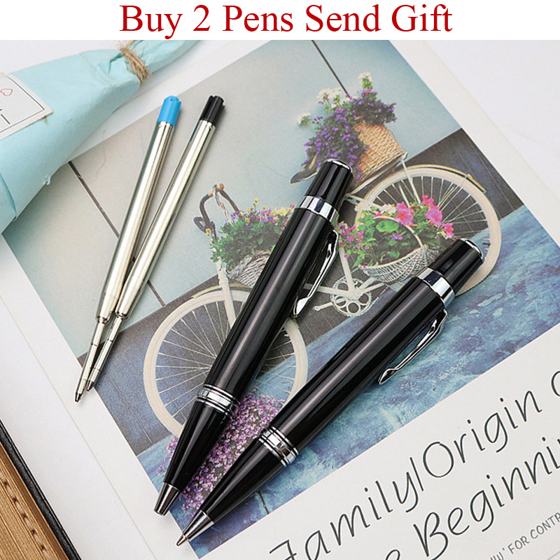 Kleine Size Metalen Balpen Hand Pocket Handtekening Schrijven Pen 2 Pennen Sturen