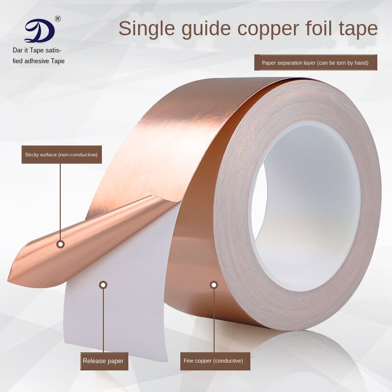Single-Sided Conductive Copper Foil Tape Shielding Heat Resist Tape Anti-static SingleConductive Copper Foil Repair AdhesiveTape