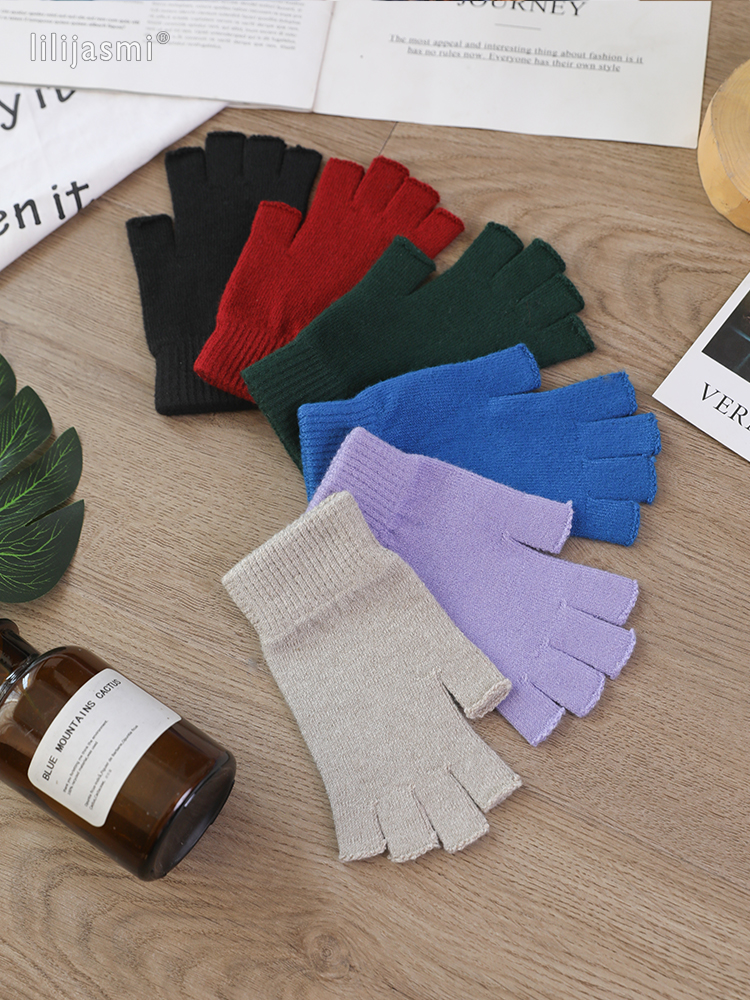 Wolle Fausthandschuh ausgesetzt Fingerspitze Damen Handschuhe Winter Herbst Arbeitshandschuhe gestrickt für Frauen Fingerlose Handschuhe Antrieb Fäustlinge