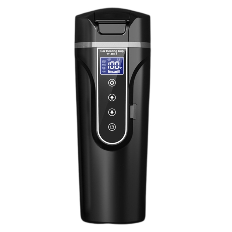 12V 24V Draagbare Auto Verwarming Cup Roestvrij Staal Water Warmer Fles Auto Waterkoker R9CC: black