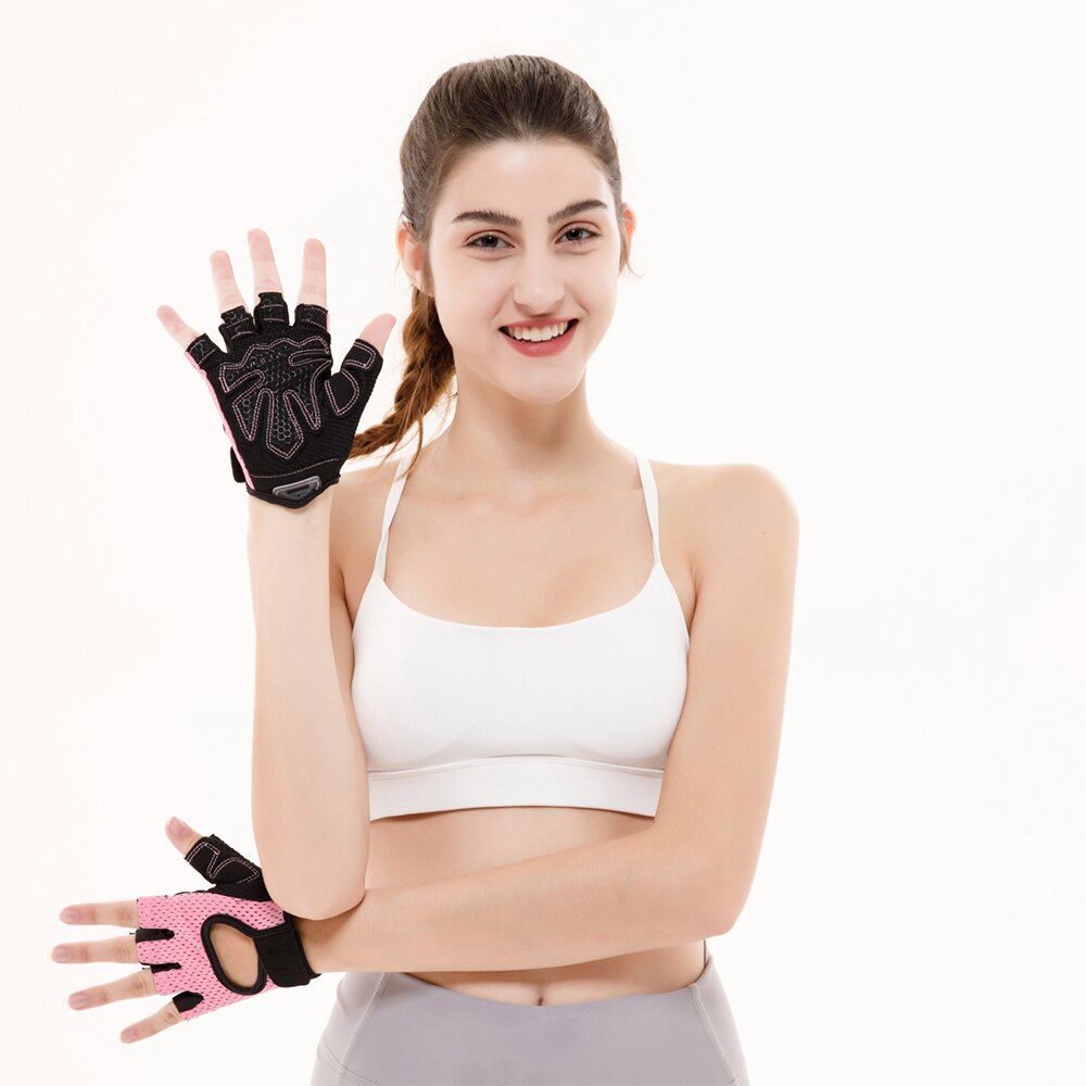 Halv finger gym handsker kvinder styrketræning sport ridning vægtløftning bodybuilding vandreture åndbar skridsikker handsker