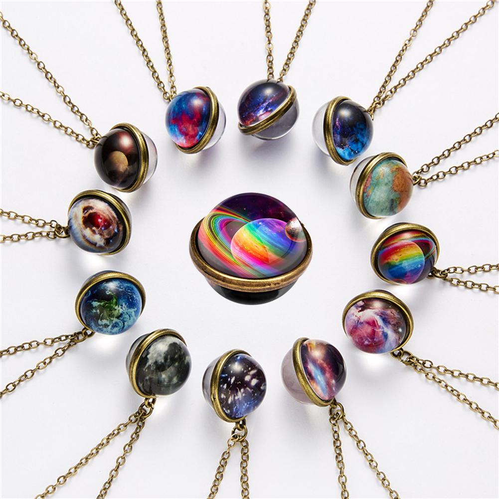 Unico Luminoso Universe Galaxy Pianeta Collana In Vetro di Glow In The Dark Cosmic Pendente Della Collana Della Sfera per Unisex Dei Monili Dell'annata