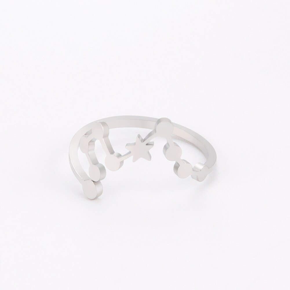 COOLTIME 12-Sternbild-Damenring, Edelstahl, Sternzeichen, verstellbare Ringe, Löwir, Jungfrau, Waage, Fische, Schmuck, Geburtstagsgeschenk: cyan