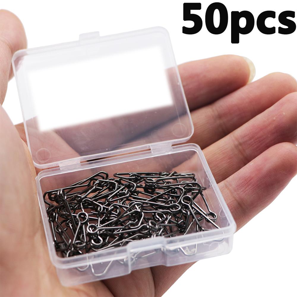 50-100pcs/Box Stainless Steel Swivel Fishing Snap Clip Hook Connector Rolling Swivel Rive Fishing Accessories Fish Tool: 50pcs 1box / Size0   13mm  11kg