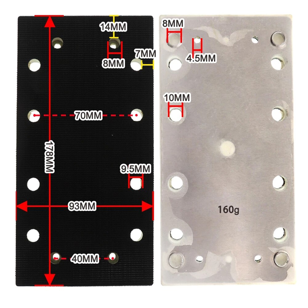 Placa de respaldo para lijadora Festool RS300 eq-plus/LRS 93, herramienta eléctrica, almohadilla de lijado cuadrada, disco de pulido plano, 93x178mm, 1 unidad