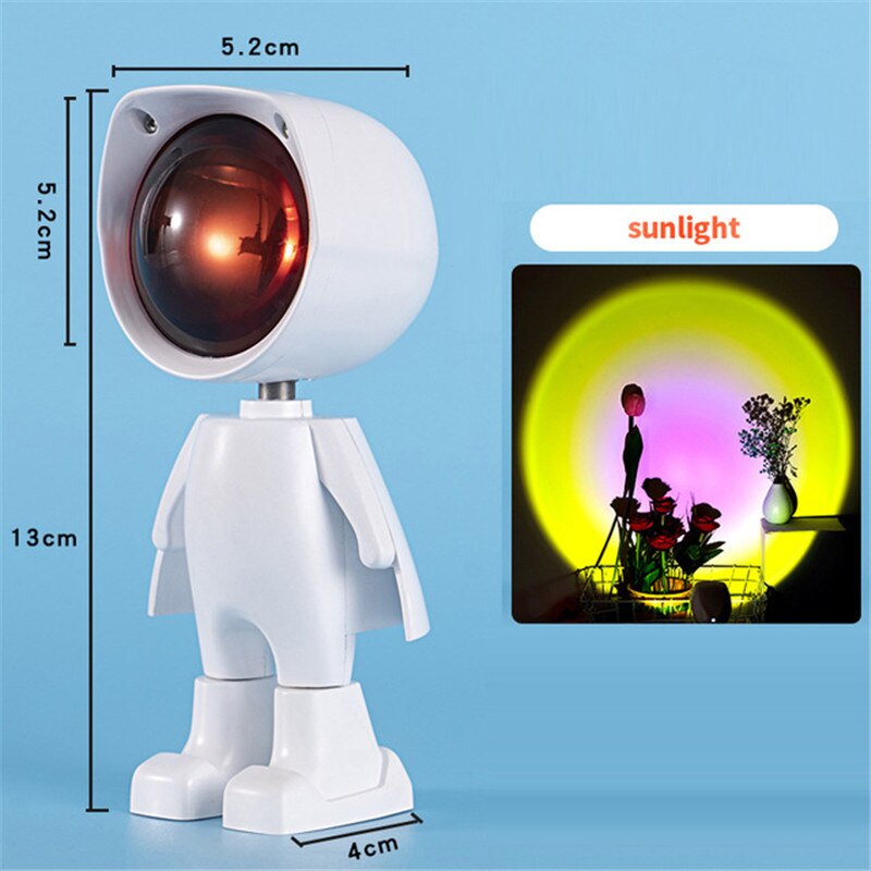 De Zon Nooit Sets Projector Lamp Robot Zonsondergang Projectie Nachtverlichting Zonsondergang Lamp Projector Led Night Verlichting Sfeer Licht: White sun