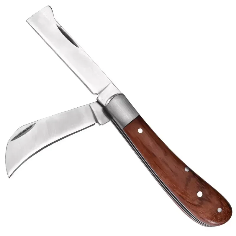 Klapp Pfropfmesser Pfropfwerkzeuge Pfropfen Beschneidmesser Professionelle Garten Obstbaum Pfropfschneider Holzgriff Messer: Brown