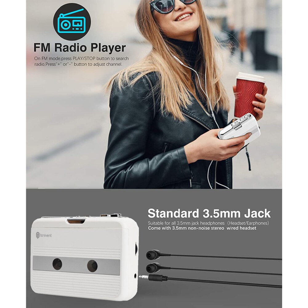 Tragbare Kassette Spieler Stereo Walkman Bluetooth-kompatibel Empfänger und Absender Jack FM Radio USB Band Spieler Kostenloser Headset