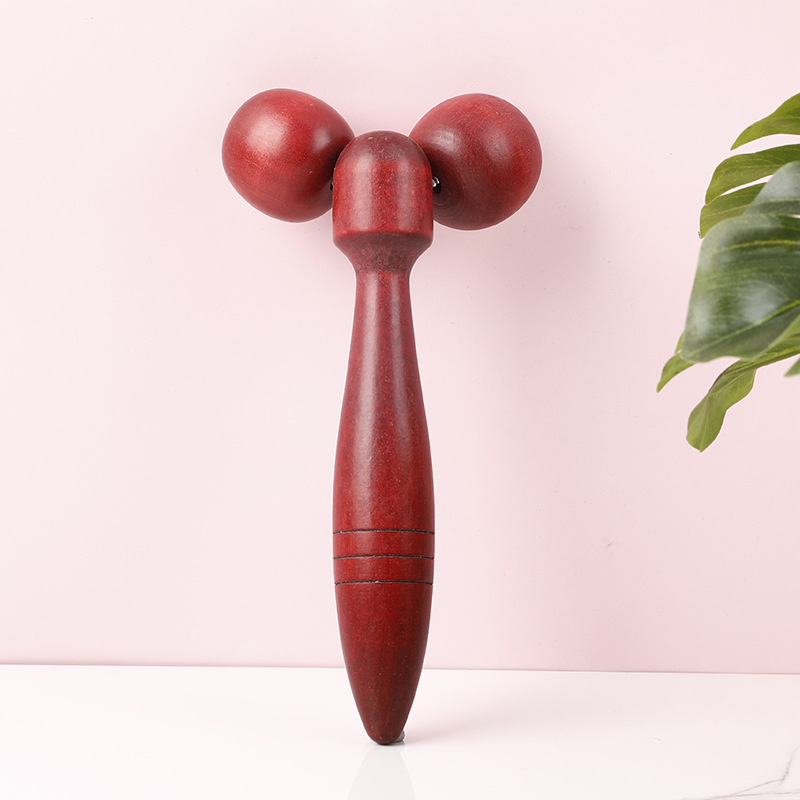 Manual Wooden Massage Equipment Face Roller Big Two Ball Massager Chiropractic Double Roller: VIOLET