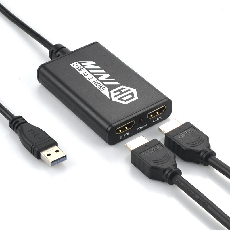 Usb3.0 Naar Dual Hdmi Adapter 1080P @ 60Hz Uitgang Voor Windows7/8/8.1/10,,Chromebook,Desktop,Laptop,Monitor,Projector