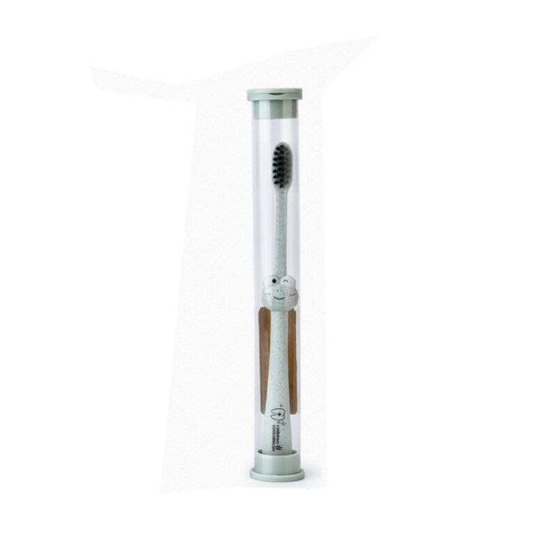 Brosse à dents pour enfants 1 pièce | Poignée de dessin animé pour bébé brosse à charbon de bambou orale, soins paille de blé naturel dégradable