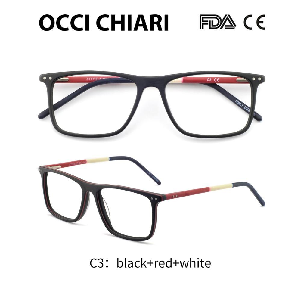 OCCI CHIARI Frame Eyeglasses Frames Men prescription Acetate Male Fashionable Spectacle Frames Optical Glasses Black W-COSCO