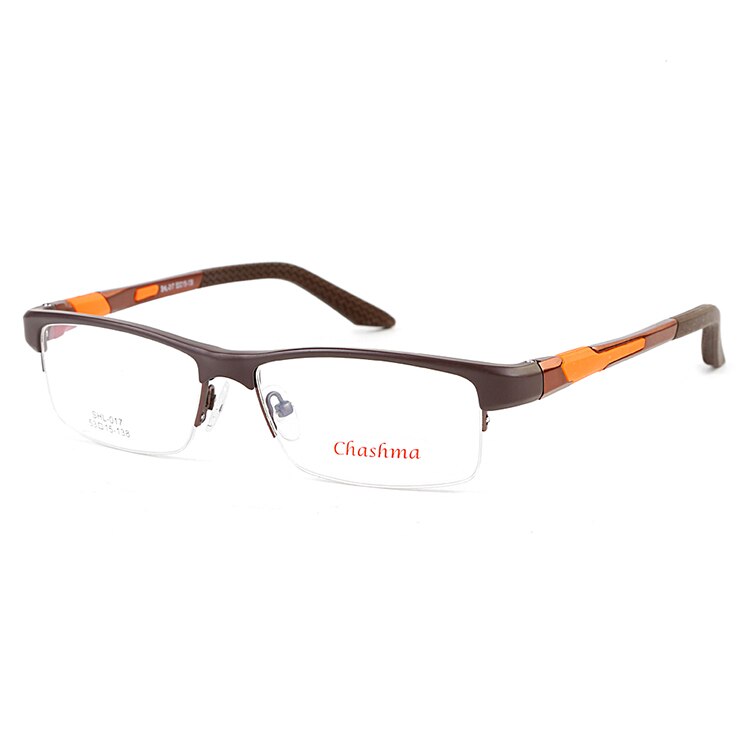 Chashma TR90 Rahmen Aluminium Magnesium Tempel Frühling Scharnier Halb Rand Brillen Sport Stil Gläser Rahmen für Männer: Kaffee