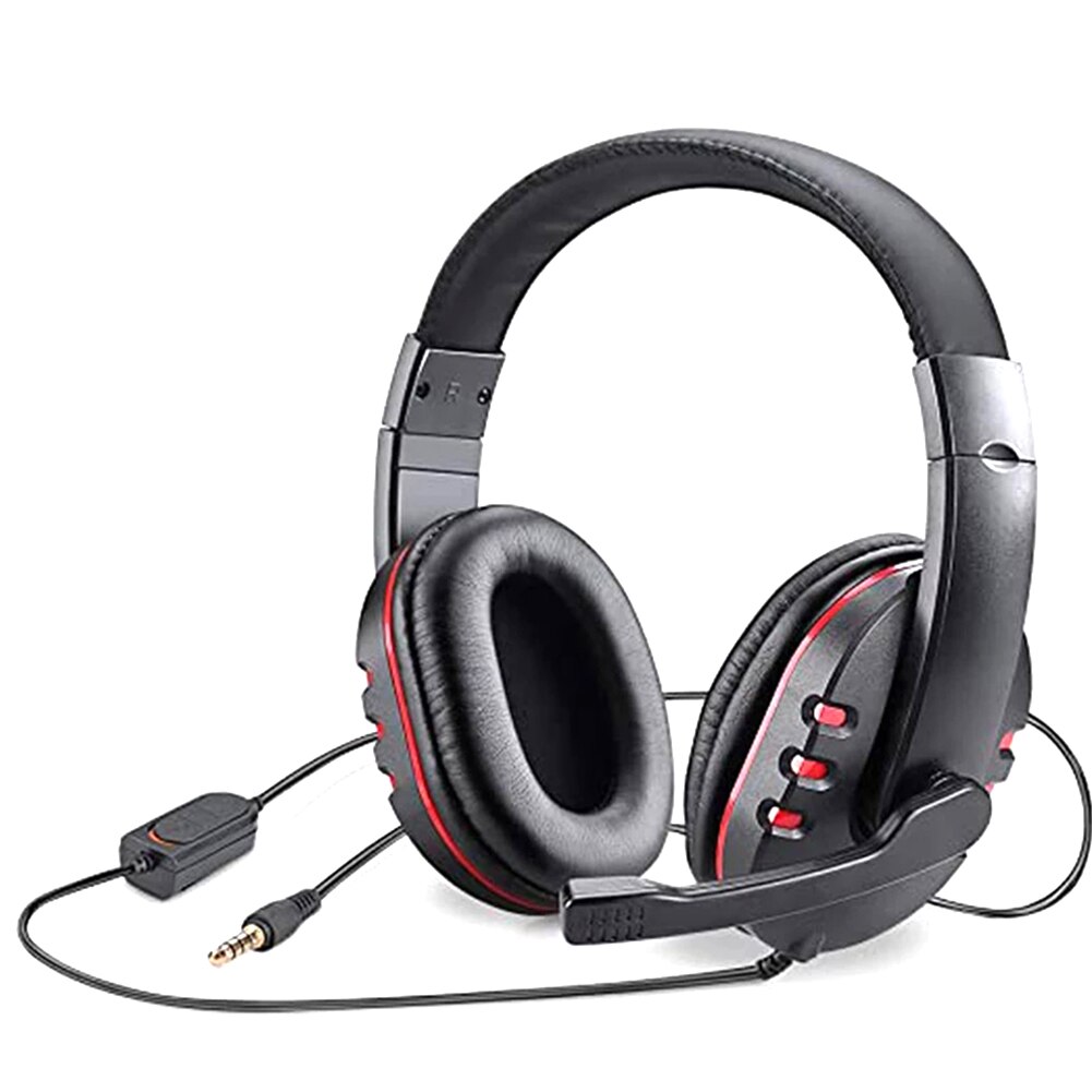 3.5mm Gaming Headset Noise Reduction Surround Sound Stereo PS5 PS4 Wired Earphone with Mic for Laptop Tablet Smart Phone Black
