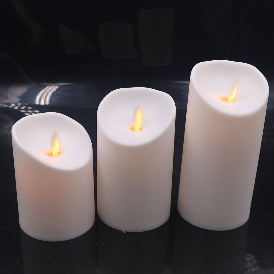 3 unids/set de vela LED sin llama, lámpara de vela con llama amarilla LED, vela operada, luces de noche, de boda, decoración del hogar