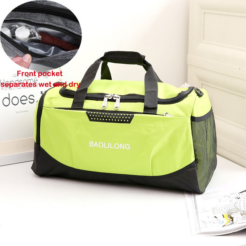 Professionelle Große Kapazität Sport Tasche Wasserdicht Casual Lagerung Gym Taschen Polyester Männer/Frauen Packable Duffle Reisetasche Mochila: Green Dry wet sep