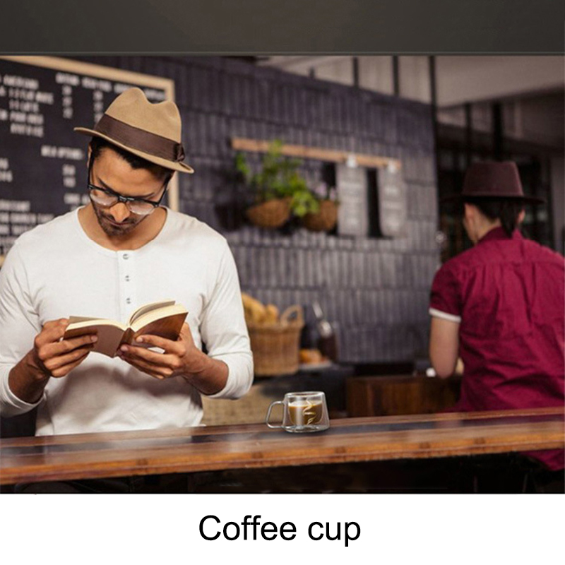 Kaffemugg espressokopp termoglas dubbelväggiga höga borosilikatmuggar xjs 789