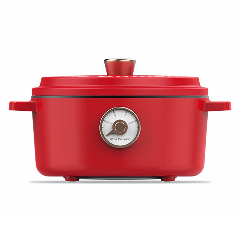 220V Small Pumpkin Electric Wok Home Multi-function Dormitory Small Electric Cooker Cooking Rice Cooking One Pot Electric Cooker: Red
