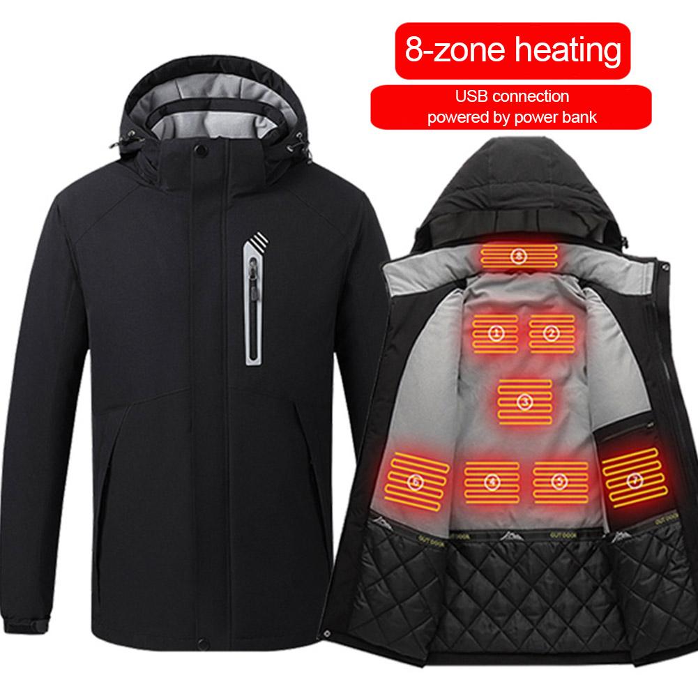 Smart Heating Clothing Lightweight Waterproof 8 Places Heating 3 Temperature Settings Machine Washable Heated Jacket