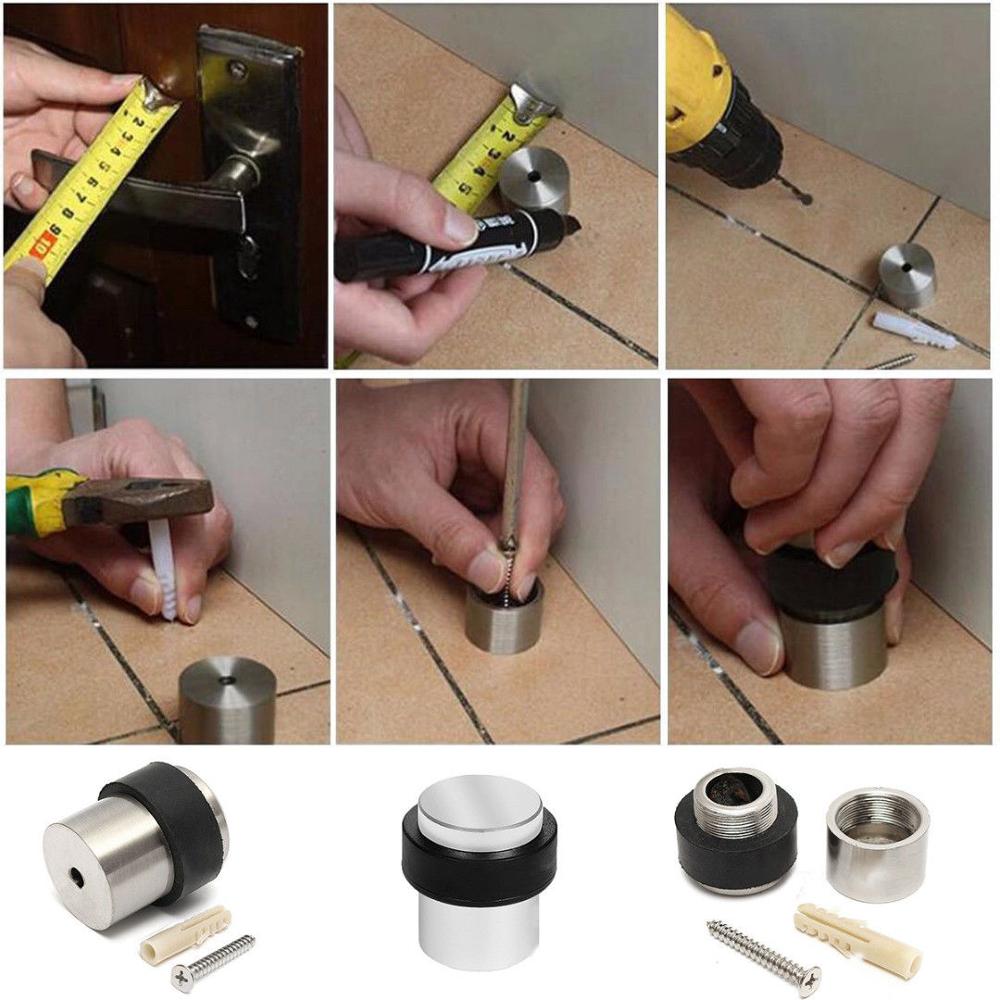 NAIERDI 4PCS Stainless Steel Door Stopper Door Protective Anti-Collision Self Adhesive Round Door Stops Wall Protector Hardware