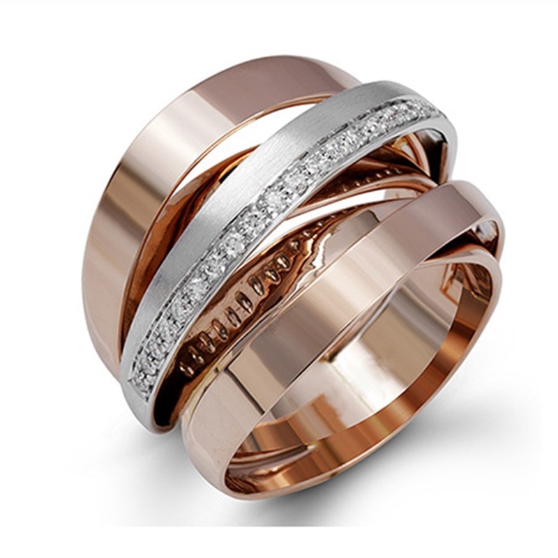 Rose Gold Schmuck Ringe Für Frauen Jahrgang Engagement Ring Damen Unregelmäßigkeit Finger Ringe Femme Party Ring Einfache