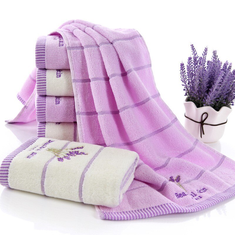 3 Stks/set Luxe Lavendel 100% Katoen Paars Witte Handdoek Set Toalhas De Banho 1Pc Badhanddoek 2pc Gezicht Handdoek Badkamer