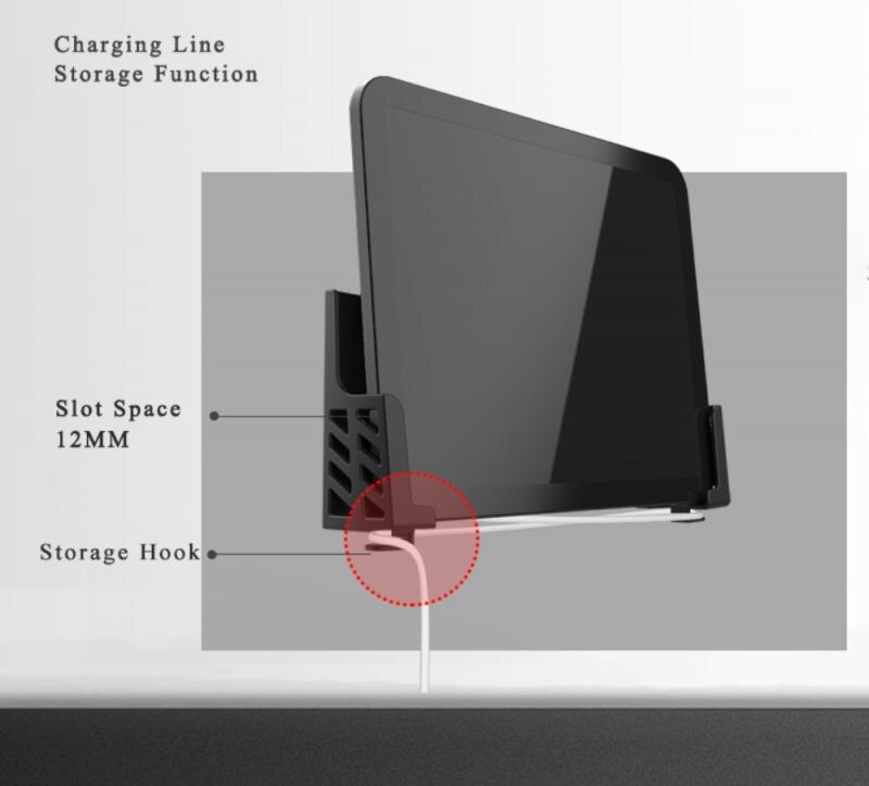 Universal Tablet PC Phone Wall Mount Bracket Holder For Adjustable Viewing Angle Double-Groove Compatible With E-Reader Kindle