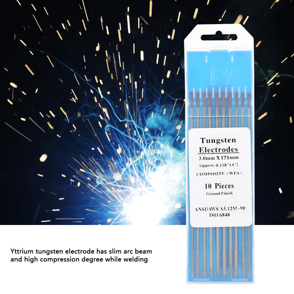 1 Box 10pcs Weld Tungsten Purple Head 3.0*175mm WES Tungsten Electrode Welding Accessory 10-400A
