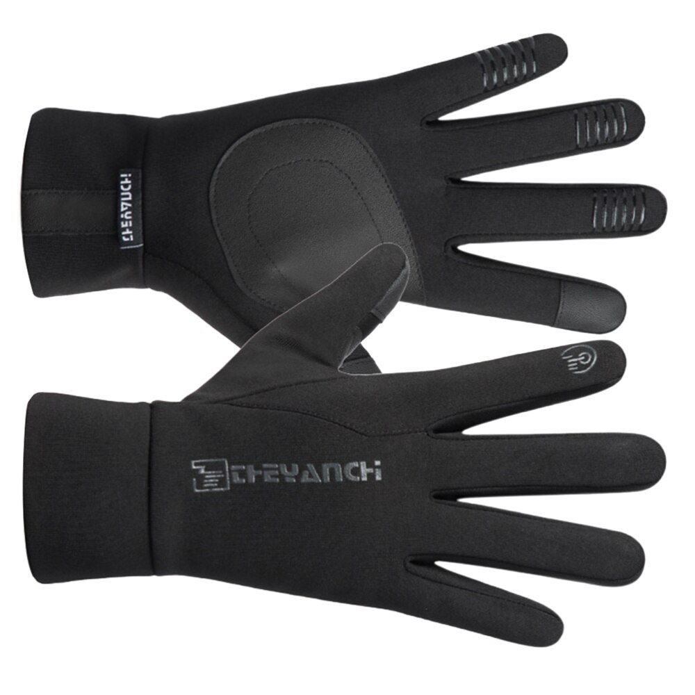 1 Paar Veiligheid Rijden Handschoenen Winter Warm Touchscreen Antislip Handschoenen Winddicht Waterdichte All-Vinger Fietshandschoenen (Zwart, M)