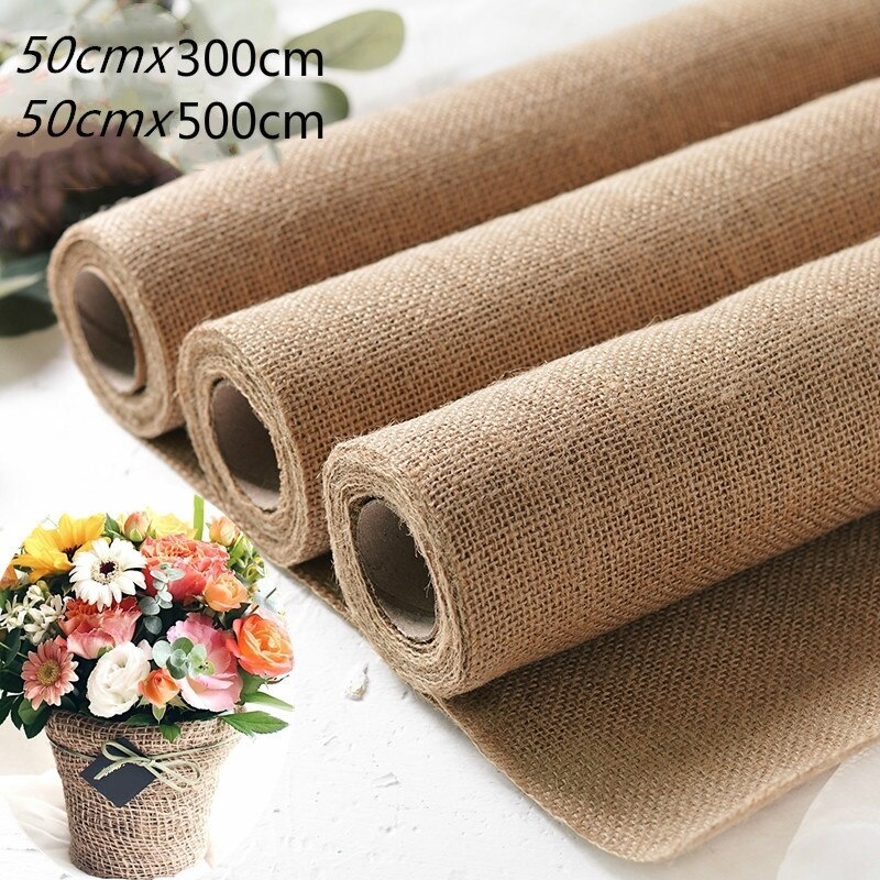 300cm/500cm rullaa kukka pakkaus paperi korealainen puuvilla pellava kangas rakenne kimppu käärintämateriaali kukkakaupatarvikkeet