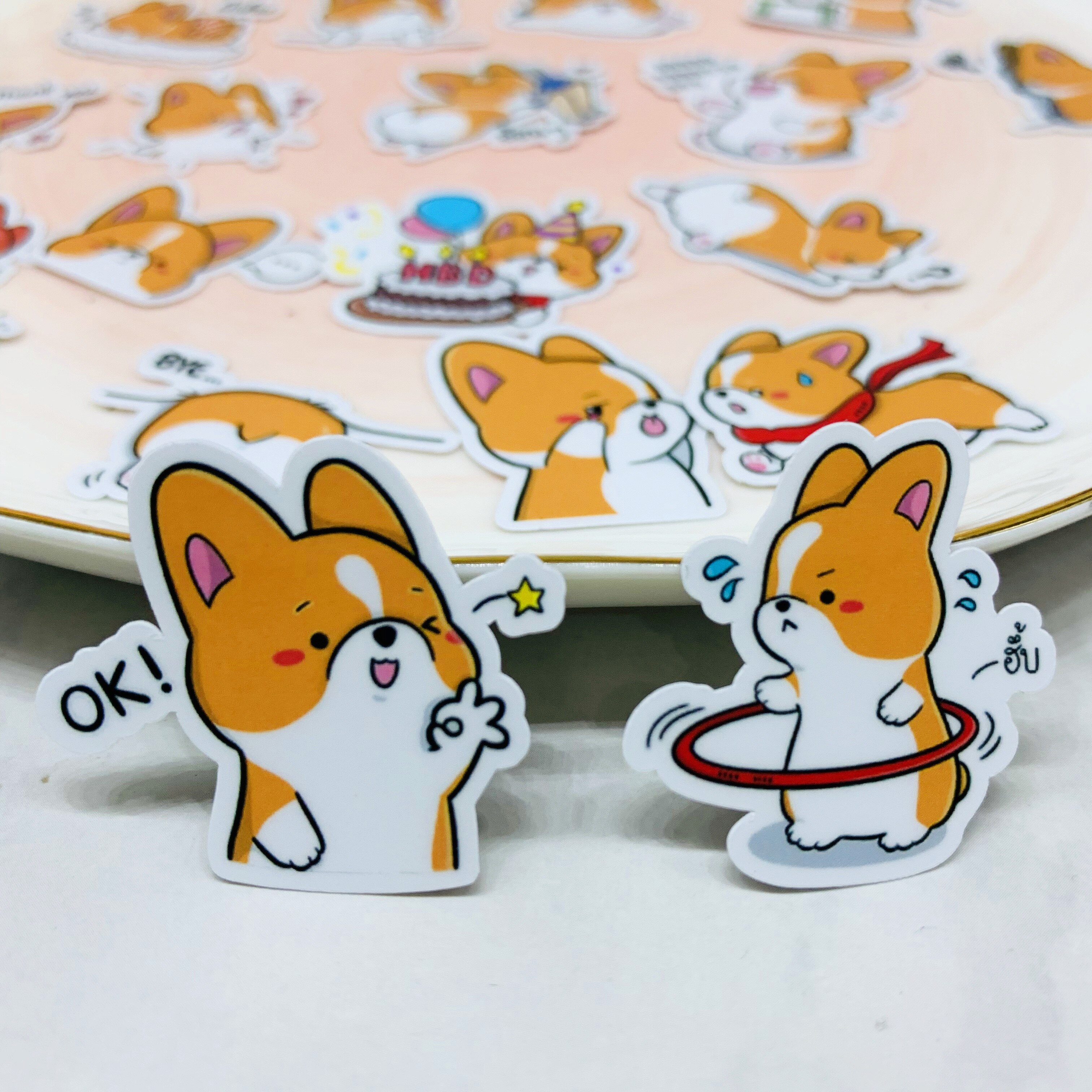 40PCS Cute corgi sticker for kids homemade book stickers on laptop / decorative scrapbooking / DIY