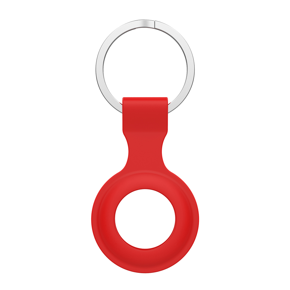 Silicone Protective Case Portable Keychain Protective Sleeve Anti-Lost Device Protector Cover for Apple Airtags Locator Tracker: Red