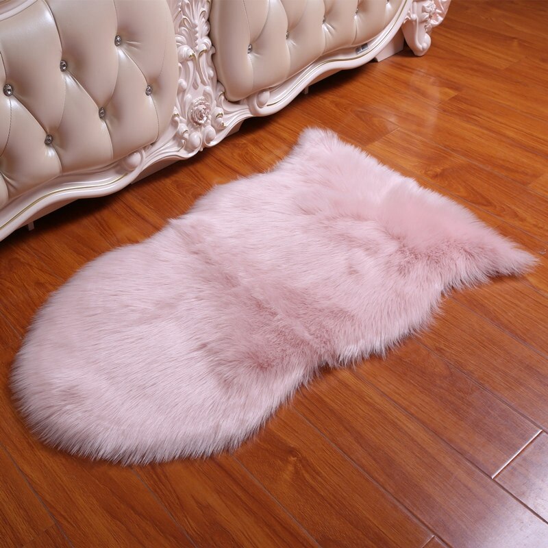 Effen imitatiebont vloerkleed, zachte bontvloerkleden voor in de slaapkamer, zachte tapijten voor naast het bed, vloermatten in europese stijl, tapijten voor in huis: S 6090cm / Lichtroze