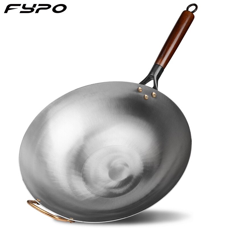 Gietijzeren Wok Pan,Non-stick Wok Met Hittebestendige Houten Handgrepen, chinese Traditionele Wok Gas Wok Fornuis Pan Koken