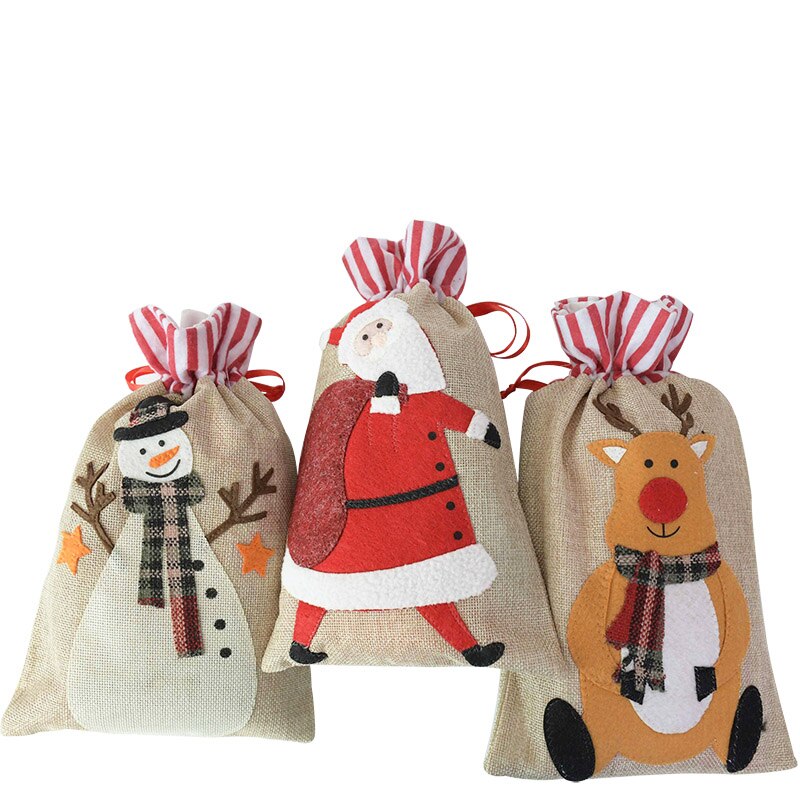 1pc 18*30cm julebåndsposer, der kan genanvendes linnepose emballage slikpose til fest til juleaften