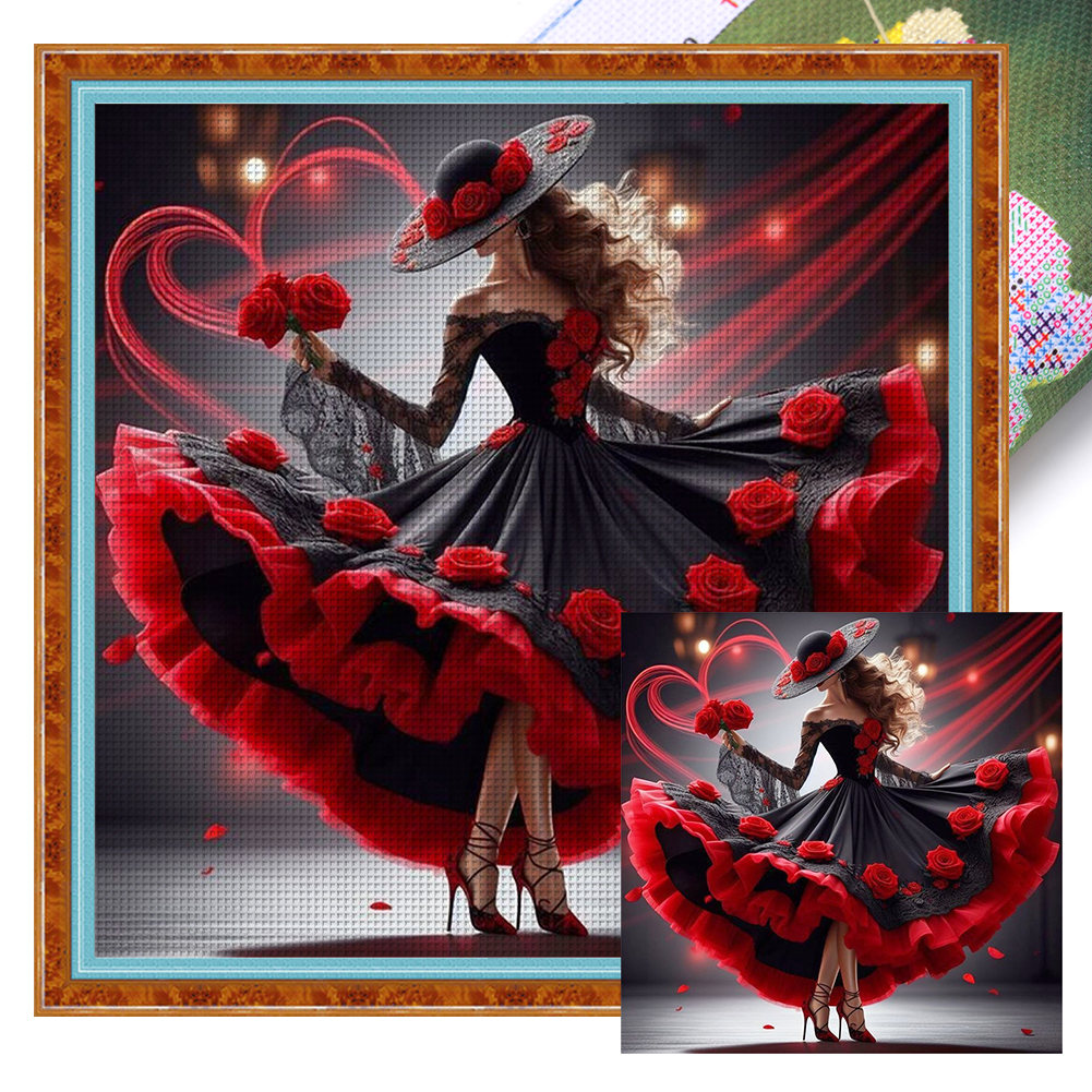 Täysi kirjonta ekopuuvillalanka 11ct painettu tyttöjen ristipistopakkaus taidetta: Muut