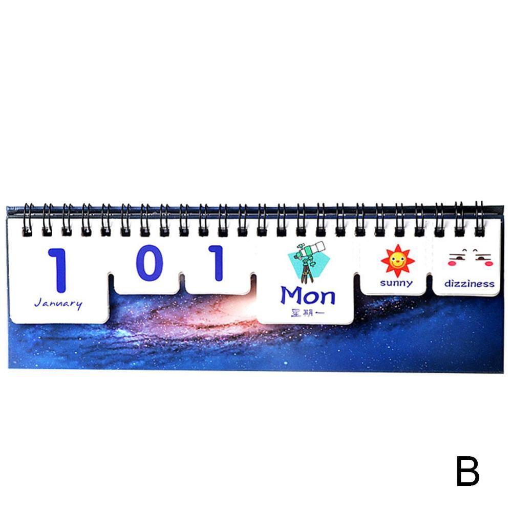 2021Kawaii Cartoon Calendar DIY Mini Animal Star Desk Agenda Stationery Planner School Calendar Table Office Supplies Plan: B