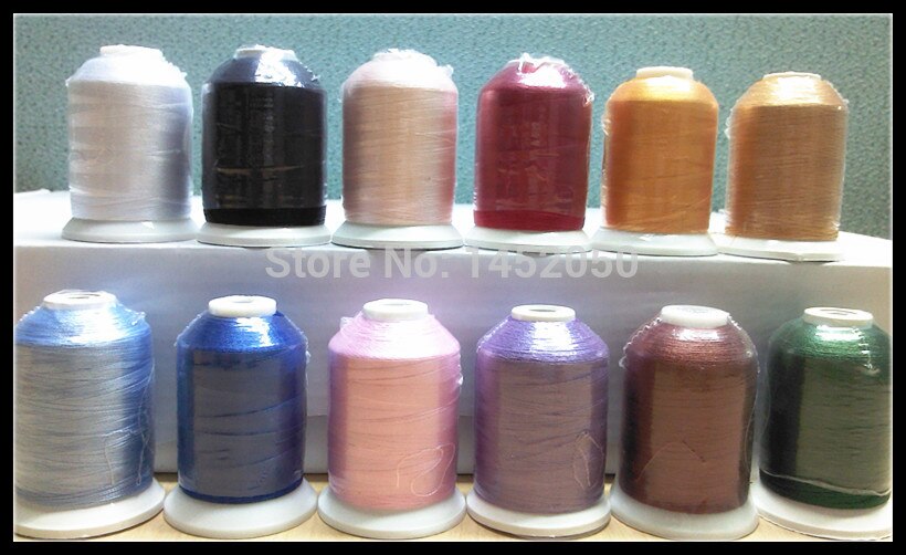Simthread 12 Basic Colors/Kit Polyester Embroidery Thread for Brother / Babylock / Janome / Singer / Pfaff Embroidery Machine