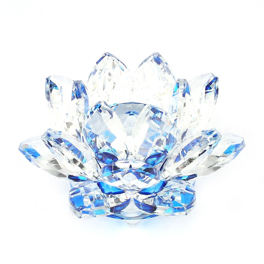 80Mm Quartz Crystal Lotus Bloem Ambachten Glazen Presse-papier Fengshui Ornamenten Beeldjes Thuis Bruiloft Decor Souvenir