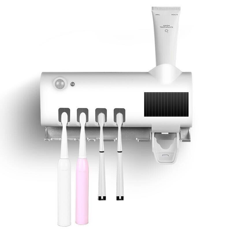 Solar Energy UV Toothbrush Holder Double Layer Punch-free Sterilizer Automatic Toothpaste Dispenser for Bathroom Accessories