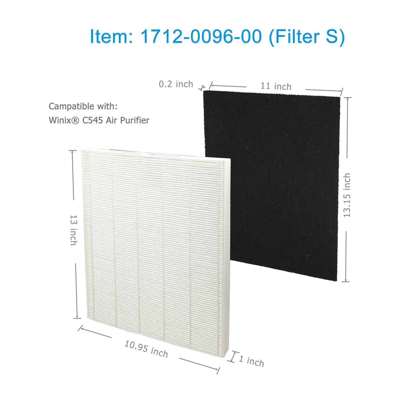 H13 True HEPA Replacement Filter S Compatible with Winix C545 Air Purifier filter parts