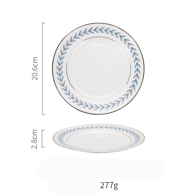 KINGLANG nowy liść obręczy złota ceramika płytki talerz hurtownia porcelany ryż salaterka deser ciasto danie: niebieski  Plate